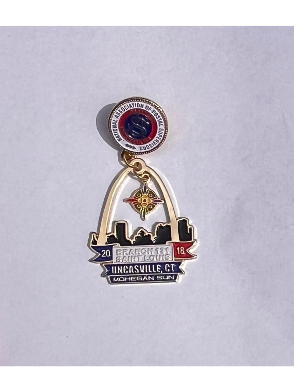 Vintage NAPS Branch 161 Uncasville CT Mohegan Sun 2018 Enamel Dangle Lapel Pin